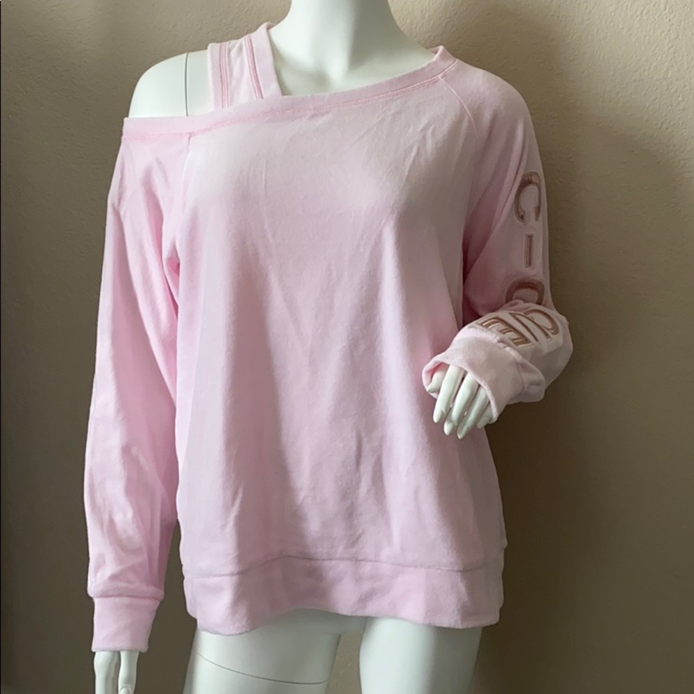C-Clique Pink Plush Off-Shoulder Sweatshirt Size M